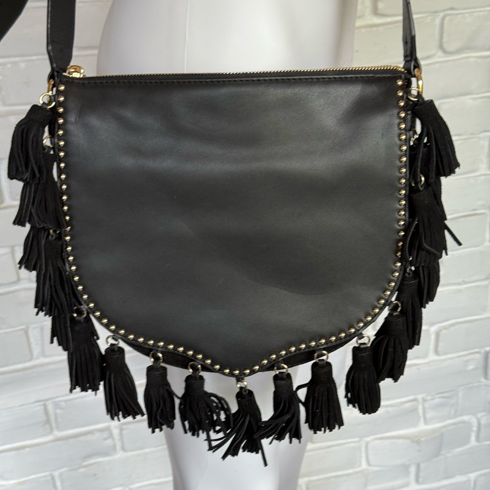 Rebecca Minkoff Black Tassel Trim Shoulder Bag